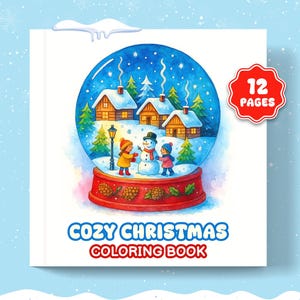 Christmas Snow Globe Coloring Book, Christmas Coloring Pages, Christmas Family Activity, 12 Festive Scenes, Printable Holiday Activity