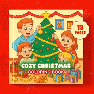 Christmas Coloring Book, 13 Festive Holiday Pages, Cozy Winter Scenes, Kids & Adults, Printable PDF, Instant Digital Download