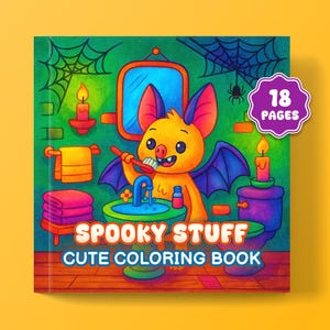 Hygge gruseliges süßes Malbuch, gemütliche Halloween-Kreaturen, entspannende Aktivität, Kinder und Erwachsene, freundlicher Geist und Skelett Malseiten