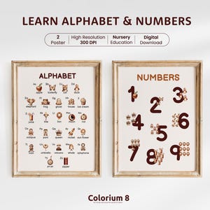 Alphabet & Numbers Poster, Montessori-Inspired Educational Posters, Homeschool Classroom Decor, Learn Letters and Counting, Nursery Wall Art
