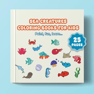 Ocean Animals Coloring Book, Sea Creatures Coloring Pages, Fun Printable PDF for Kids, Underwater Coloring Activity, Instant Download