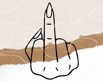 Silueta de dedo medio SVG, mano femenina (descarga digital)