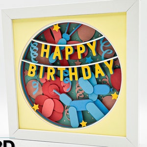 3D BALLON ANIMAL BIRTHDAY svg - Shadow box svg - couches cartonnées svg - pour cricut - pour silhouette