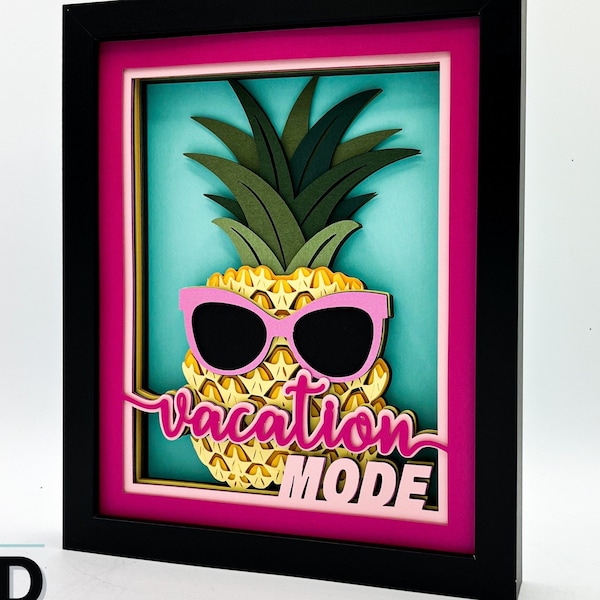 3D VACATION MODE PINEAPPLE svg - layered shadow box svg - for Cricut - for Silhouette