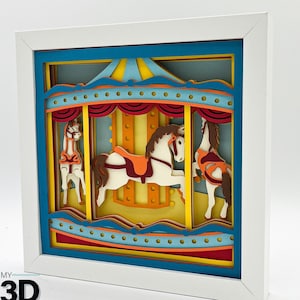 3D CAROUSEL SVG - CARNIVAL Shadow box svg -couches de papier cartonné svg - pour cricut - pour silhouette
