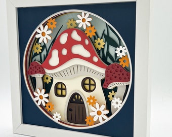 3D MUSHROOM HOUSE SVG - Fairy house Shadow box svg -layered cardstock svg - for cricut - for silhouette