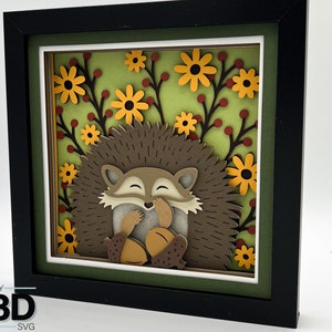3D FALL HEDGEHOG svg - Fall shadow box svg - pour cricut - pour silhouette