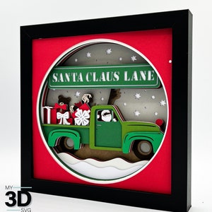 3D SANTA CLAUS LANE Shadow Box - 3D Weihnachten svg - für Cricut - für Silhouette
