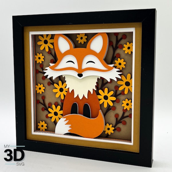 3D FALL FOX svg - Fall shadow box svg - for cricut - for silhouette