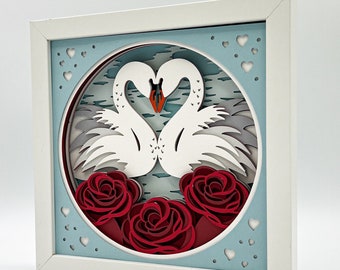 3D VALENTINE SWANS Shadow Box svg - VALENTINE'S Day svg - for cricut - for silhouette