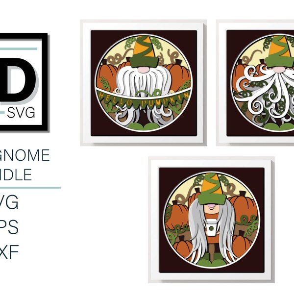 3D FALL GNOME BUNDLE - Fall Shadow Box svg - für Cricut - für Silhouette