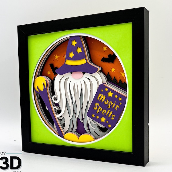 3D HALLOWEEN GNOME 1 svg - FALL Shadow Box svg - für Cricut - für Silhouette