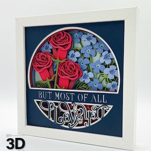 3D Przede wszystkim kocham cię Shadow Box svg - WALENTYNKI svg - dla cricut - dla sylwetki