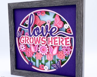 3D LOVE SVG - Love Grows Here Svg - Spring SVG - Summer Svg - for Cricut - For Silhouette