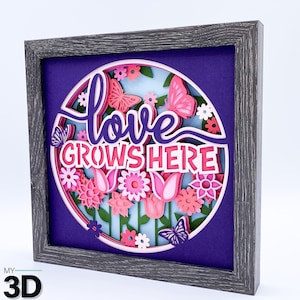 3D LOVE SVG - Love Grows Here Svg - Spring SVG - Summer Svg - for Cricut - For Silhouette