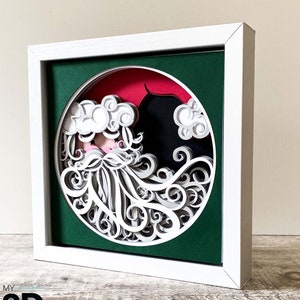 Svg 3D Père Noël - Père Noël svg - Svg de Noël - Svg de boîte d'ombre de Noël - pour cricut - pour silhouette