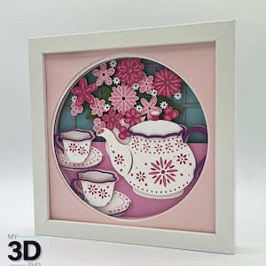 3D TEA PARTY SVG - Shadow box svg - layered cardstock svg - for cricut - for silhouette
