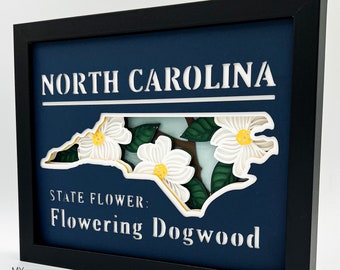 3D NORTH CAROLINA SVG - Dogwood svg -  for cricut - for silhouette