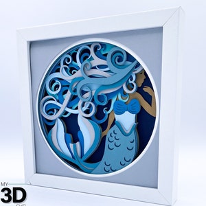 3D MERMAID svg - TROPICAL Shadow Box - pour cricut - pour la silhouette