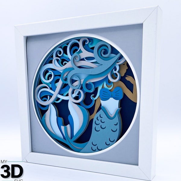 3D MERMAID svg - TROPICAL Shadow Box - for cricut - for silhouette 3D MERMAID svg - TROPICAL Shadow Box - for cricut - for silhouette