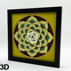 3D SUCCULENT MANDALA SVG - Boîte d'ombre succulente - pour cricut - pour silhouettte