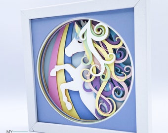 3D UNICORN svg - KIDS ROOM Shadow Box - for cricut - for silhouette