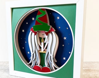 3D GNOME svg -  Lady Gnome svg - CHRISTMAS svg - CHRISTMAS shadow box svg - for cricut - for silhouette