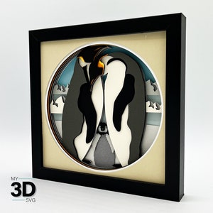 3D KAISER PINGUIN Schattenbox svg - WINTER Schattenbox svg - für Cricut - für Silhouette