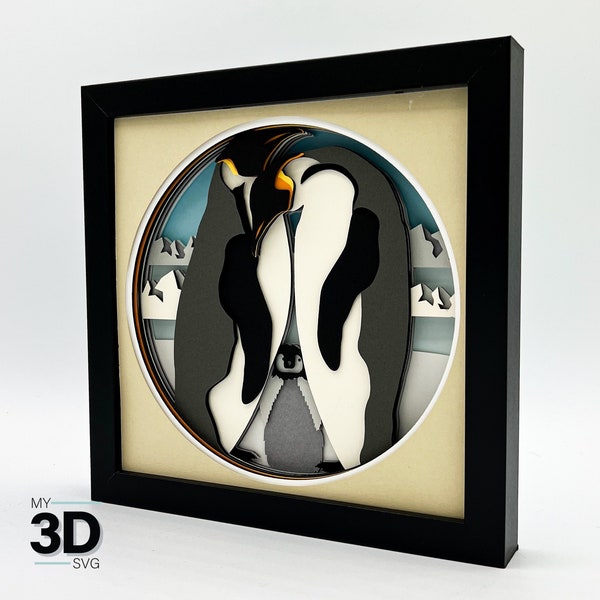 3D EMPEROR PENGUIN shadow box svg - WINTER shadow box svg - for cricut - for silhouette