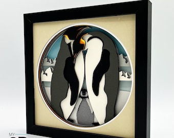 3D EMPEROR PENGUIN shadow box svg - WINTER shadow box svg - for cricut - for silhouette