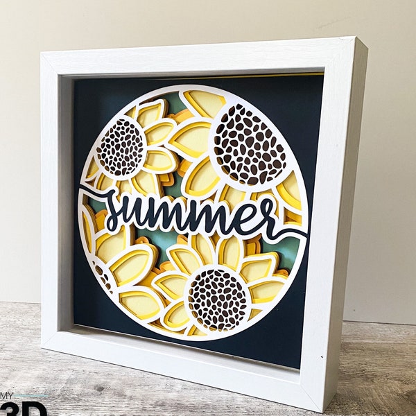 3D SUMMER SVG - summer shadow box svg - for cricut- for silhouette 3D SUMMER SVG - summer shadow box svg - for cricut- for silhouette