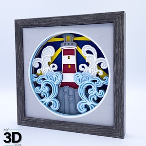 3D LIGHTHOUSE SVG - NAUTICAL Shadow Box - for cricut - for silhouette