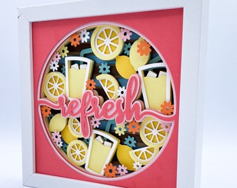3D REFRESH SUMMER SVG - Summer Shadow box svg - gelaagde cardstock svg - voor cricut - voor silhouet