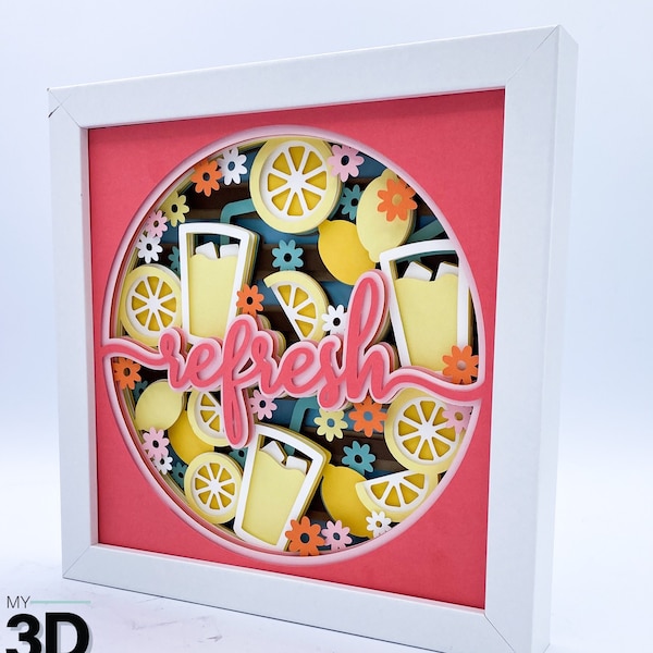 3D REFRESH SUMMER SVG -Summer Shadow box svg -layered cardstock svg - for cricut - for silhouette