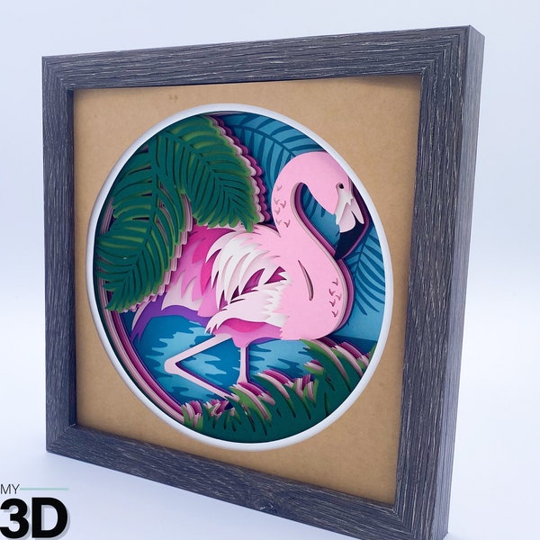 3D FLAMINGO svg - TROPICAL Shadow Box - for cricut - for silhouette 3D FLAMINGO svg - TROPICAL Shadow Box - for cricut - for silhouette
