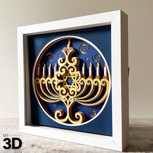 3D HANUKKAH svg - 3D Menorah svg - shadow box svg - pour cricut - pour silhouette
