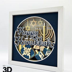 3D HAPPY HANUKKAH svg - 3D Hanukkah svg - Hanukkah shadow box svg - pour cricut - pour silhouette