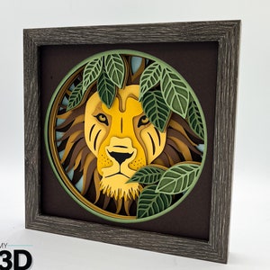 3D LION SVG - Caixa de sombra svg -cartolina em camadas svg - para cricut - para silhueta