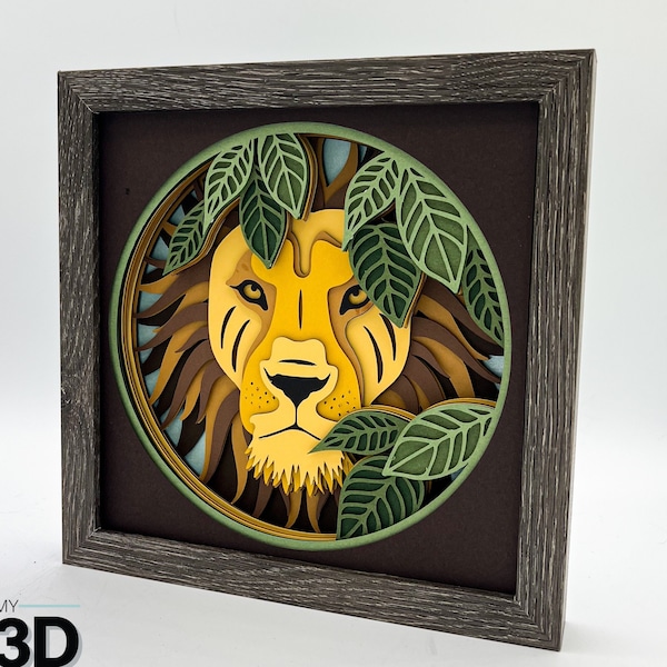 3D Löwe SVG - Shadow Box svg - Layered Cardstock svg - für Cricut - für Silhouette