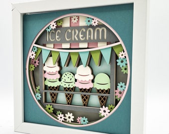 3D ICE CREAM TRUCK svg -Summer Shadow box svg -layered cardstock svg - for cricut - for silhouette