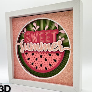 3D DULCE VERANO SVG -Summer Shadow box svg - 3D Sandía svg - cartulina en capas svg - para cricut - para silueta