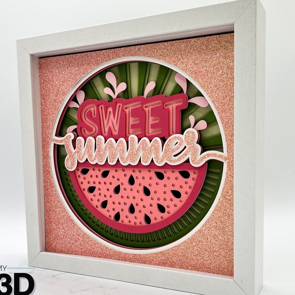3D SWEET SUMMER SVG -Summer Shadow box svg - 3D Watermelon svg - layered cardstock svg - for cricut - for silhouette 3D SWEET SUMMER SVG -Summer Shadow box svg - 3D Watermelon svg - layered cardstock svg - for cricut - for silhouette