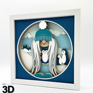 3D WINTER GNOME 3 svg -  WINTER shadow box svg - for cricut - for silhouette