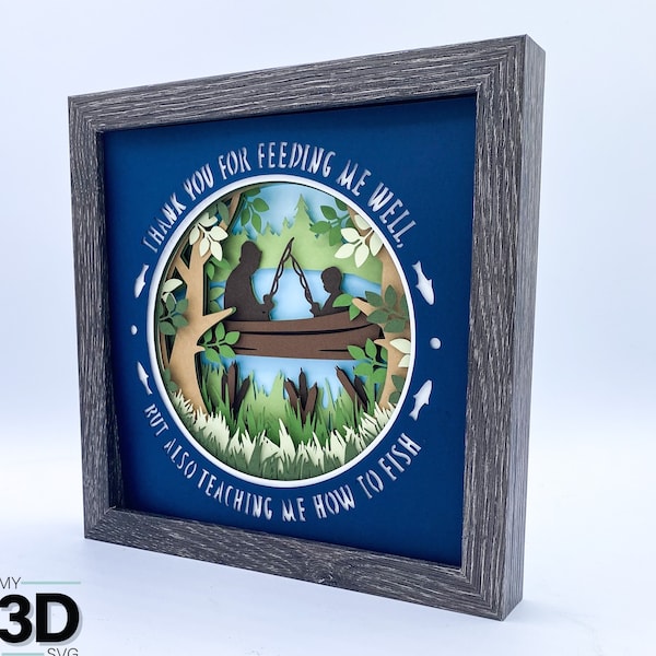 3D FATHER'S DAY FISHING svg - Shadow box svg - layered cardstock svg - for cricut - for silhouette