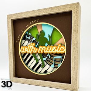 3D MUSIC SVG - Shadow Box svg - para cricut - para silhueta