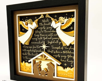 3D HARK the HERALD ANGELS Sing svg - 3D Christmas svg - caja de sombras svg - para cricut - para silueta