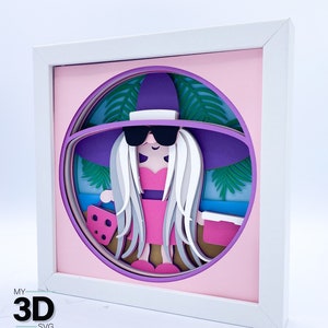3D SUMMER Gnome 3-  LADY Gnome svg - shadow box svg - for cricut - for silhouette