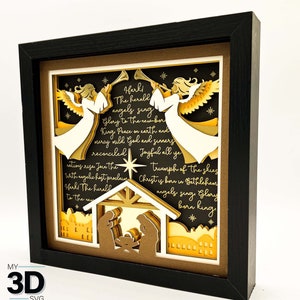 3D HARK the HERALD ANGELS Sing svg - 3D Christmas svg - shadow box svg - pour cricut - pour silhouette