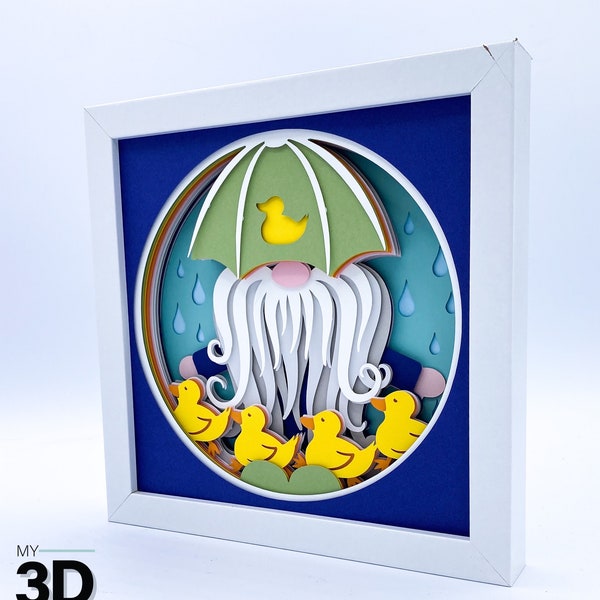 3D SPRING GNOME 1 svg -  SPRING svg - shadow box svg - for cricut - for silhouette