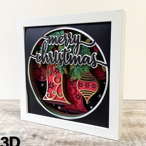 3D MERRY CHRISTMAS svg - Christmas svg - CHRISTMAS shadow box svg - pour cricut - pour silhouette